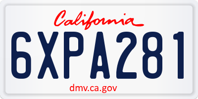 CA license plate 6XPA281
