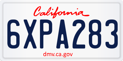 CA license plate 6XPA283