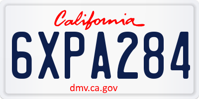 CA license plate 6XPA284