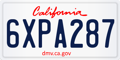 CA license plate 6XPA287