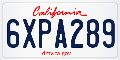 CA license plate 6XPA289