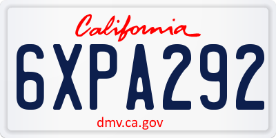 CA license plate 6XPA292