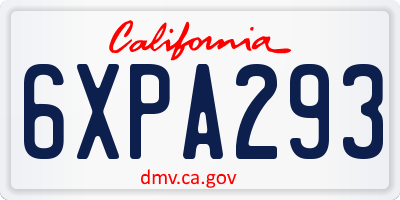 CA license plate 6XPA293