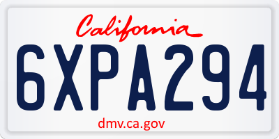 CA license plate 6XPA294