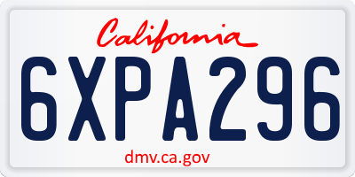 CA license plate 6XPA296