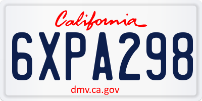 CA license plate 6XPA298