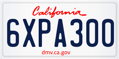 CA license plate 6XPA300