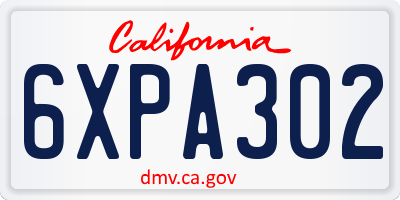 CA license plate 6XPA302