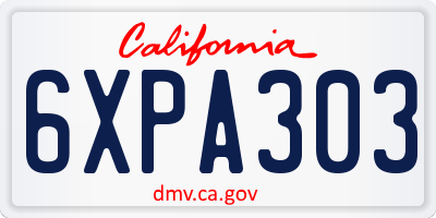 CA license plate 6XPA303
