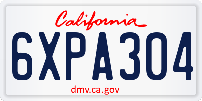 CA license plate 6XPA304