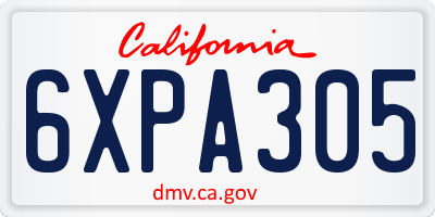 CA license plate 6XPA305