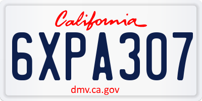 CA license plate 6XPA307