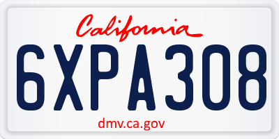 CA license plate 6XPA308