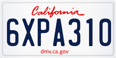 CA license plate 6XPA310