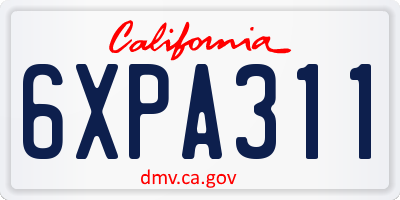 CA license plate 6XPA311