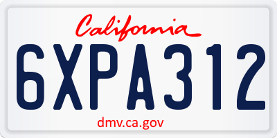 CA license plate 6XPA312