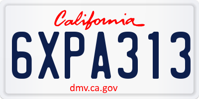 CA license plate 6XPA313