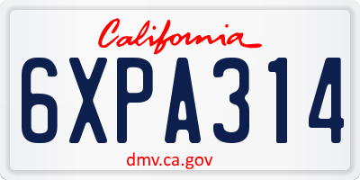 CA license plate 6XPA314