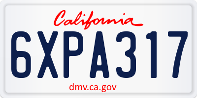 CA license plate 6XPA317