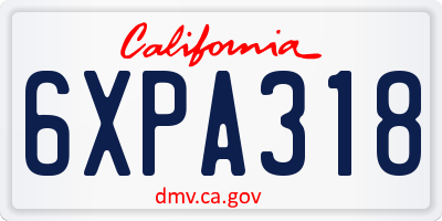 CA license plate 6XPA318