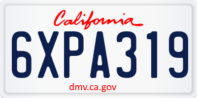 CA license plate 6XPA319