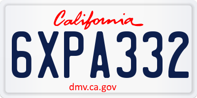 CA license plate 6XPA332