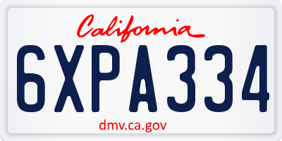 CA license plate 6XPA334
