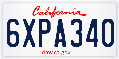 CA license plate 6XPA340