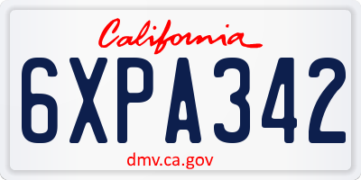 CA license plate 6XPA342
