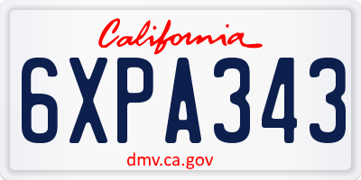 CA license plate 6XPA343