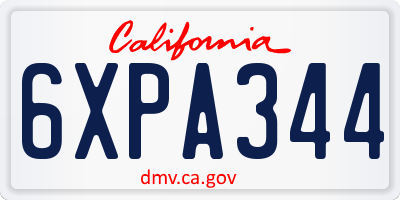 CA license plate 6XPA344