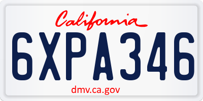 CA license plate 6XPA346