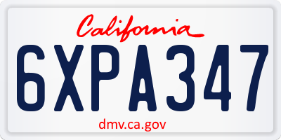 CA license plate 6XPA347