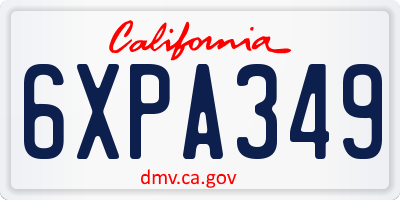 CA license plate 6XPA349