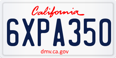 CA license plate 6XPA350
