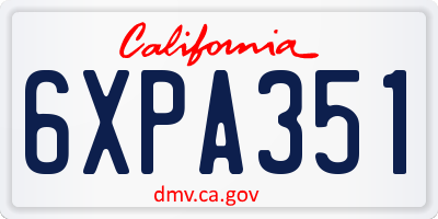 CA license plate 6XPA351