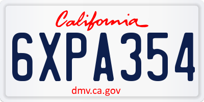 CA license plate 6XPA354