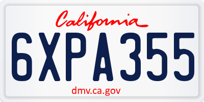 CA license plate 6XPA355