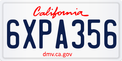 CA license plate 6XPA356