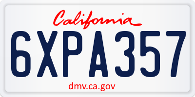 CA license plate 6XPA357