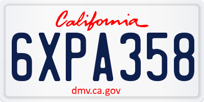 CA license plate 6XPA358
