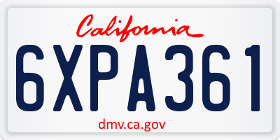 CA license plate 6XPA361