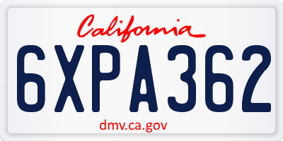 CA license plate 6XPA362