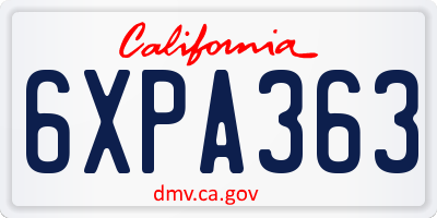 CA license plate 6XPA363