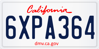 CA license plate 6XPA364