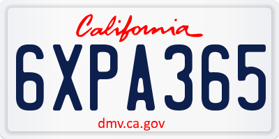 CA license plate 6XPA365