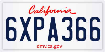 CA license plate 6XPA366