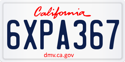 CA license plate 6XPA367