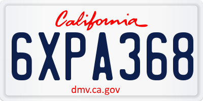 CA license plate 6XPA368