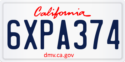 CA license plate 6XPA374